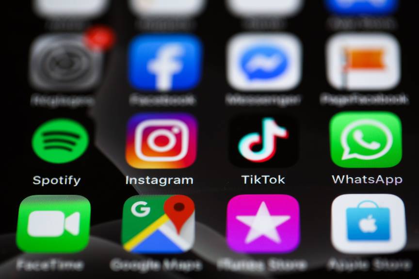 Tiktok Spotify Whatsapp, Social Media-apps op smartphone