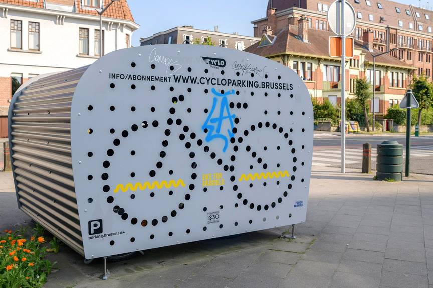Cycloparking.brussels, fietsboxen beheerd door bike for Brussels, hier in Evere