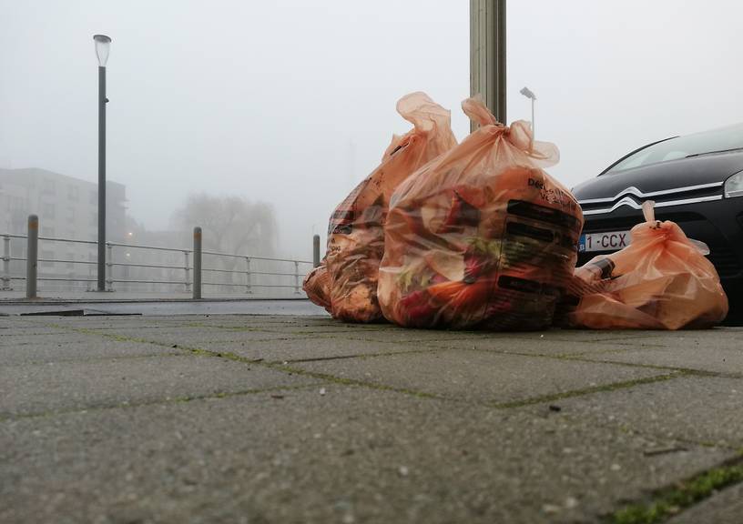 20220128 Ophaling van voedingsafval in de oranje zakken door Net Brussel