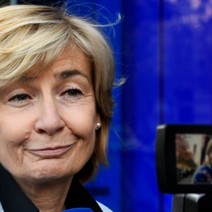 Françoise Schepmans, aftredend burgemeester van Sint-Jans-Molenbeek, op het partijbureau van de MR de dag na de verkiezingen van 14 oktober 2018