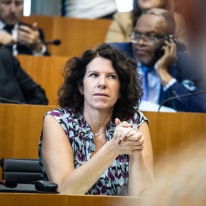 Bianca Debaets bij de eedaflegging van de nieuwe Brusselse parlementsleden op 11 juni 2019