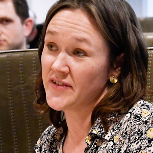 Hannelore Goeman (SP.A Brussels) in de commissie Welzijn in het Vlaams Parlement