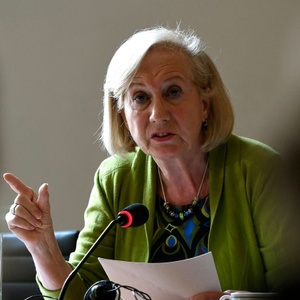 September 2017: Brigitte Grouwels (CD&V) tijdens de onderzoekscommissie Samusocial in het Brussels parlement