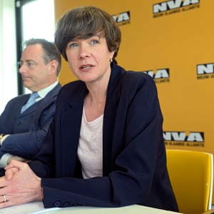 20240422 Persconferentie N-VA met Cieltje Van Achter, Bart De Wever, Karl Vanlouwe en Toby De Backer