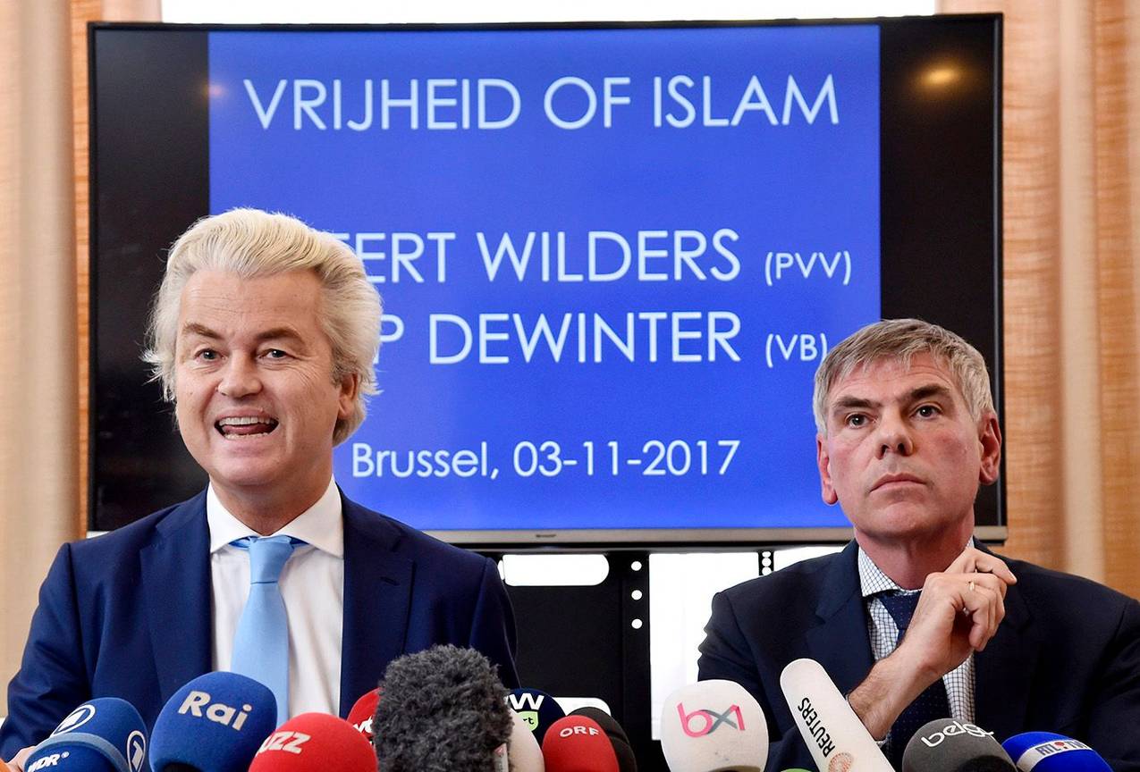 Persconferentie n.a.v. het bezoek van Filip Dewinter en Nederlands politicus Geert Wilders aan Sint-Jans-Molenbeek