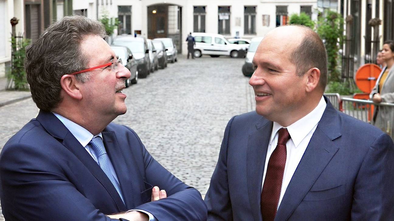 Minister-President Rudi Vervoort en burgemeester Brussel-Stad Philippe Close