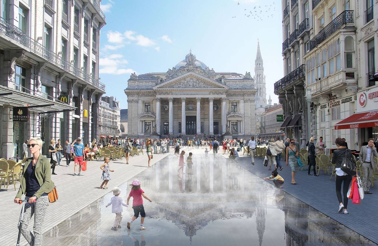 Simulatiebeeld heraanleg Beursplein en Auguste Ortsstraat