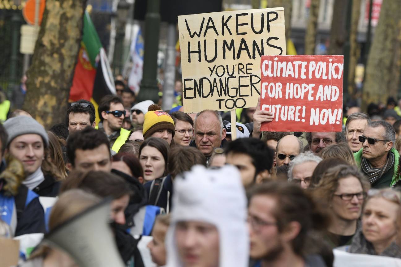 31 maart 2019: de klimaatbetoging Rise for Climate trekt door Brussel