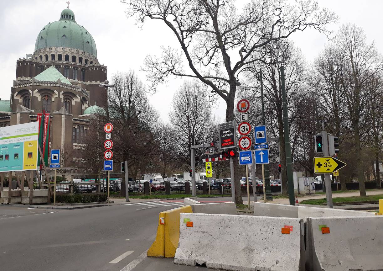 De Leopold II-tunnel ter hoogte van de basiliek van Koekelberg gesloten