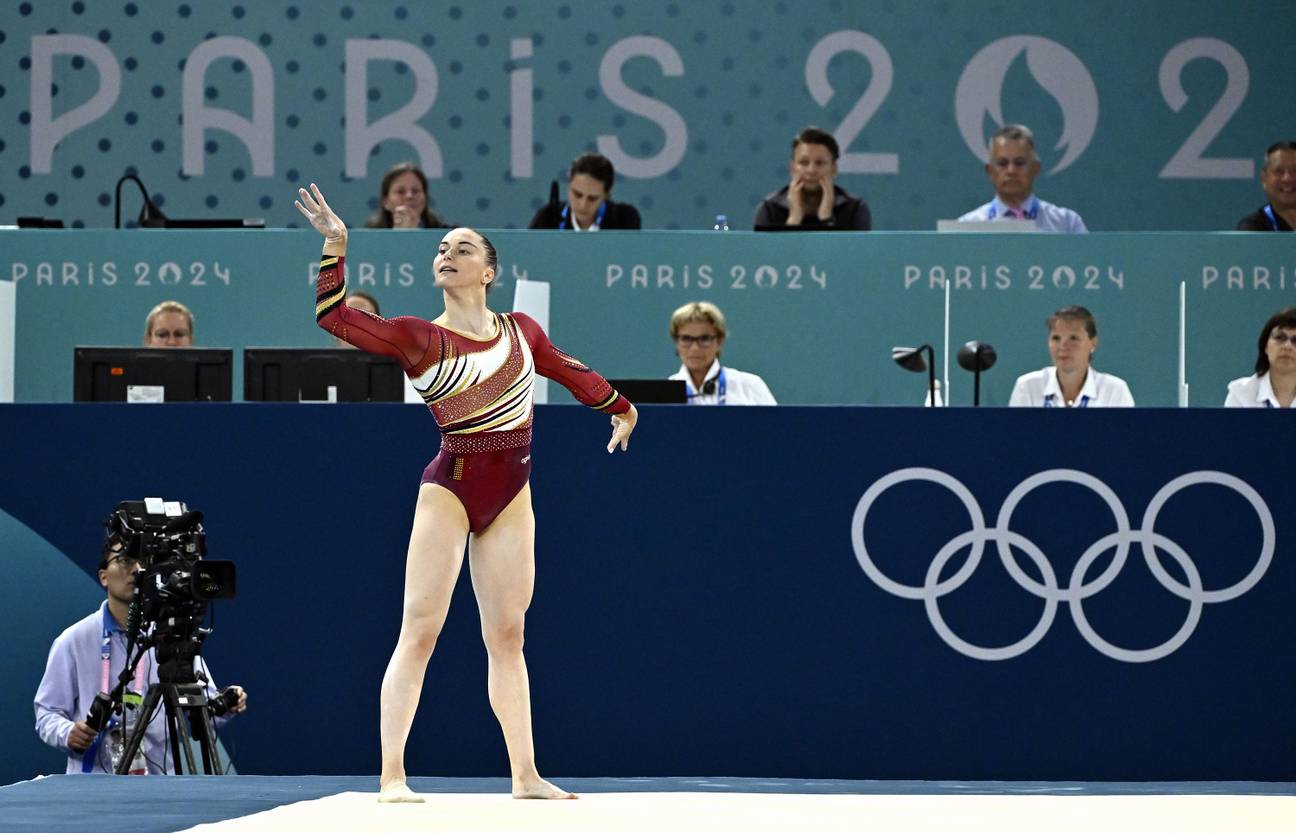 28 juli 2024: gymnaste Maellyse Brassart op de Olympische Spelen van Parijs