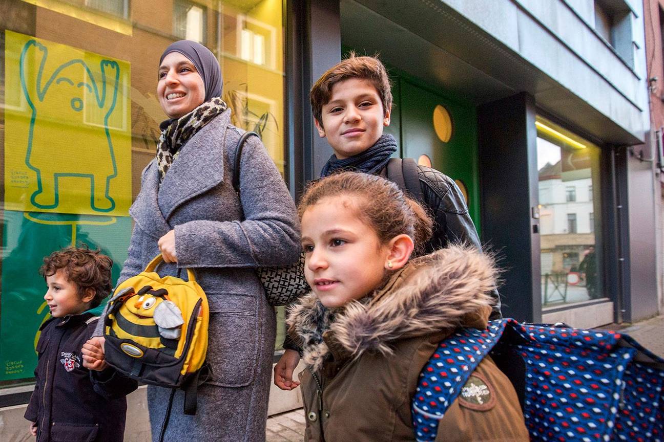 Schoolkinderen leerlingen klas school jeugd jongeren politie terreurdreiging Drie fonteinen 3 fonteinenSint-Jans-Molenbeek