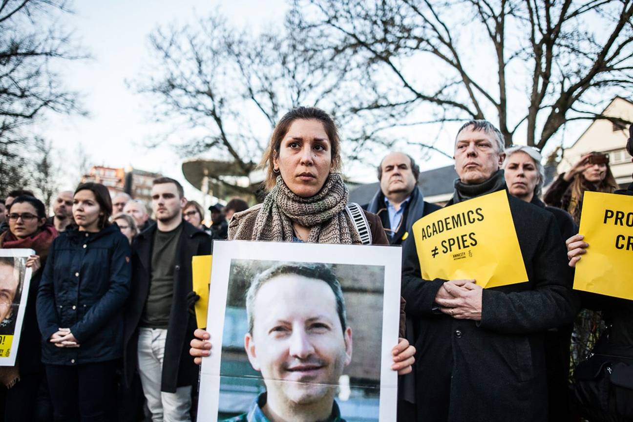 Amnesty International protest veroordeling Ahmadreza Djalali VUB gastdocent uit Iran en Hamid op 14 februari 2017 3