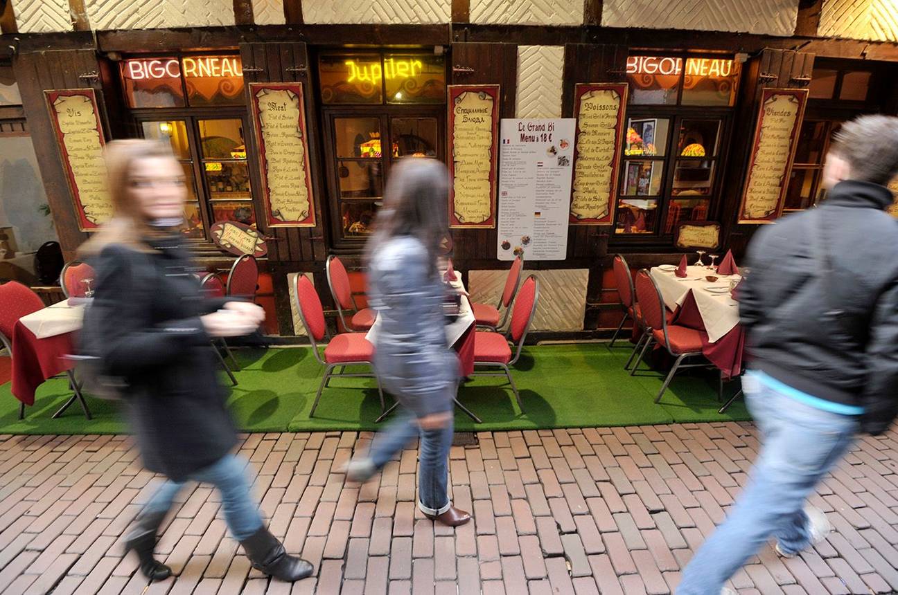 Beenhouwersstraat Rue des bouchers restaurants horeca toeristen