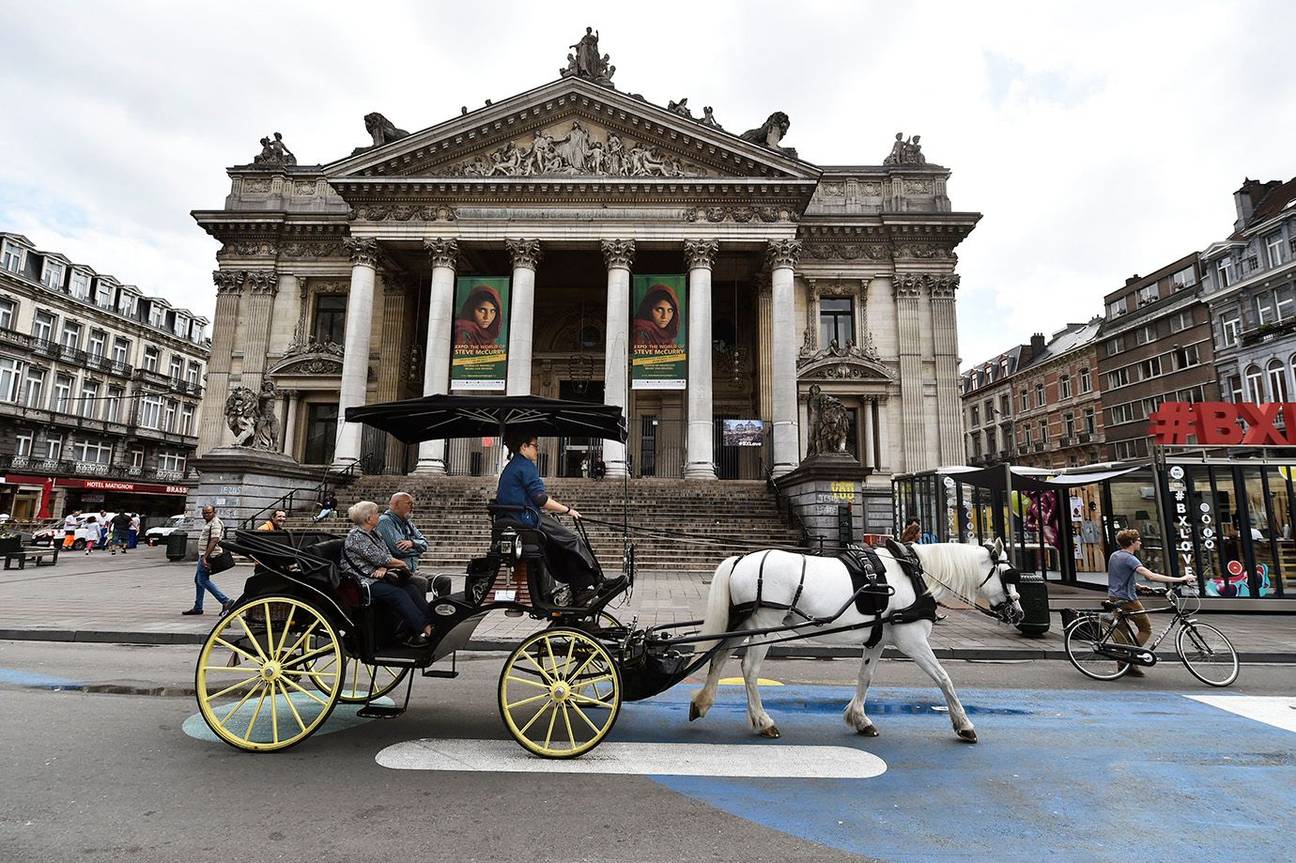 Voetgangerszone Beursplein paardenkoets toeristen toerisme sightseeing pietonnier 2