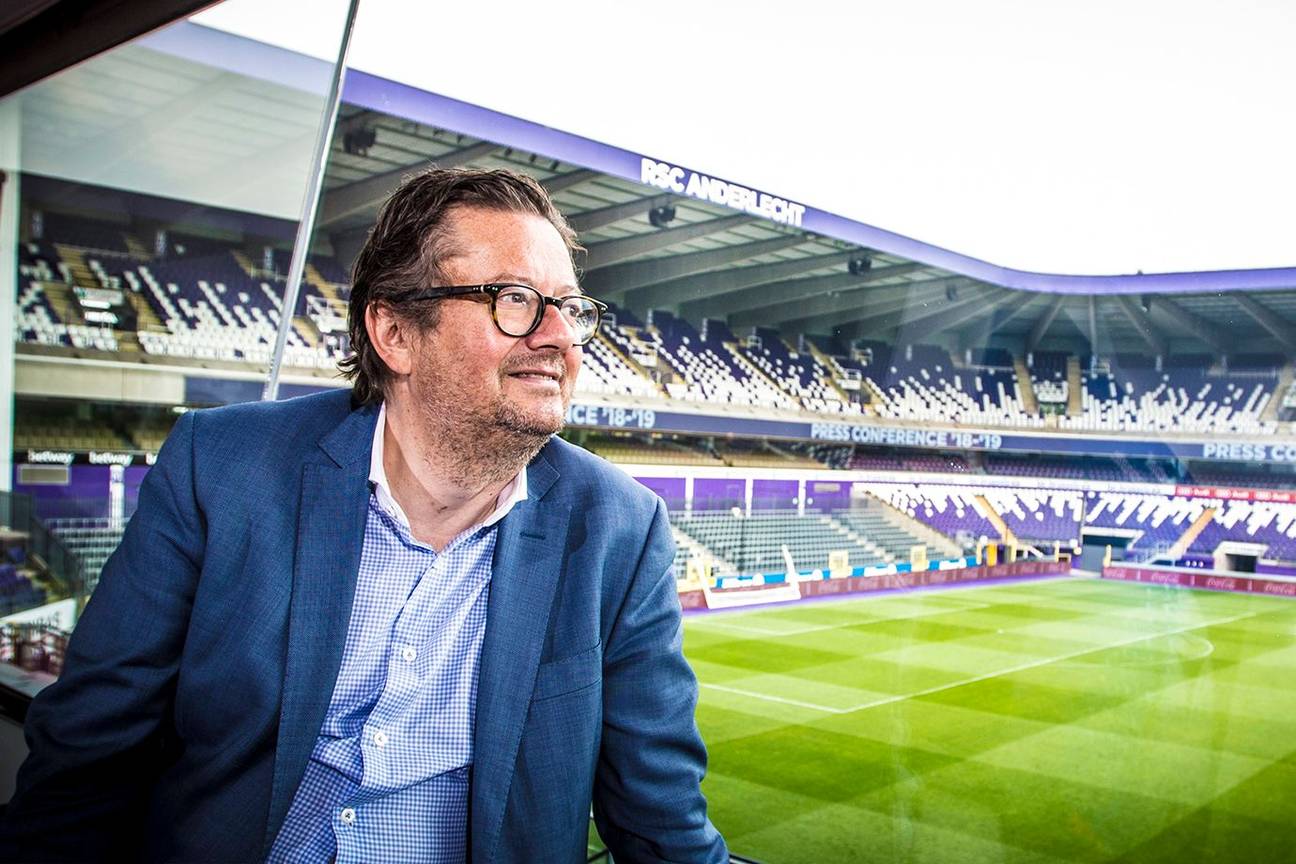 Marc Coucke, voorzitter RSC Anderlecht, in het Constant Vanden Stockstadion