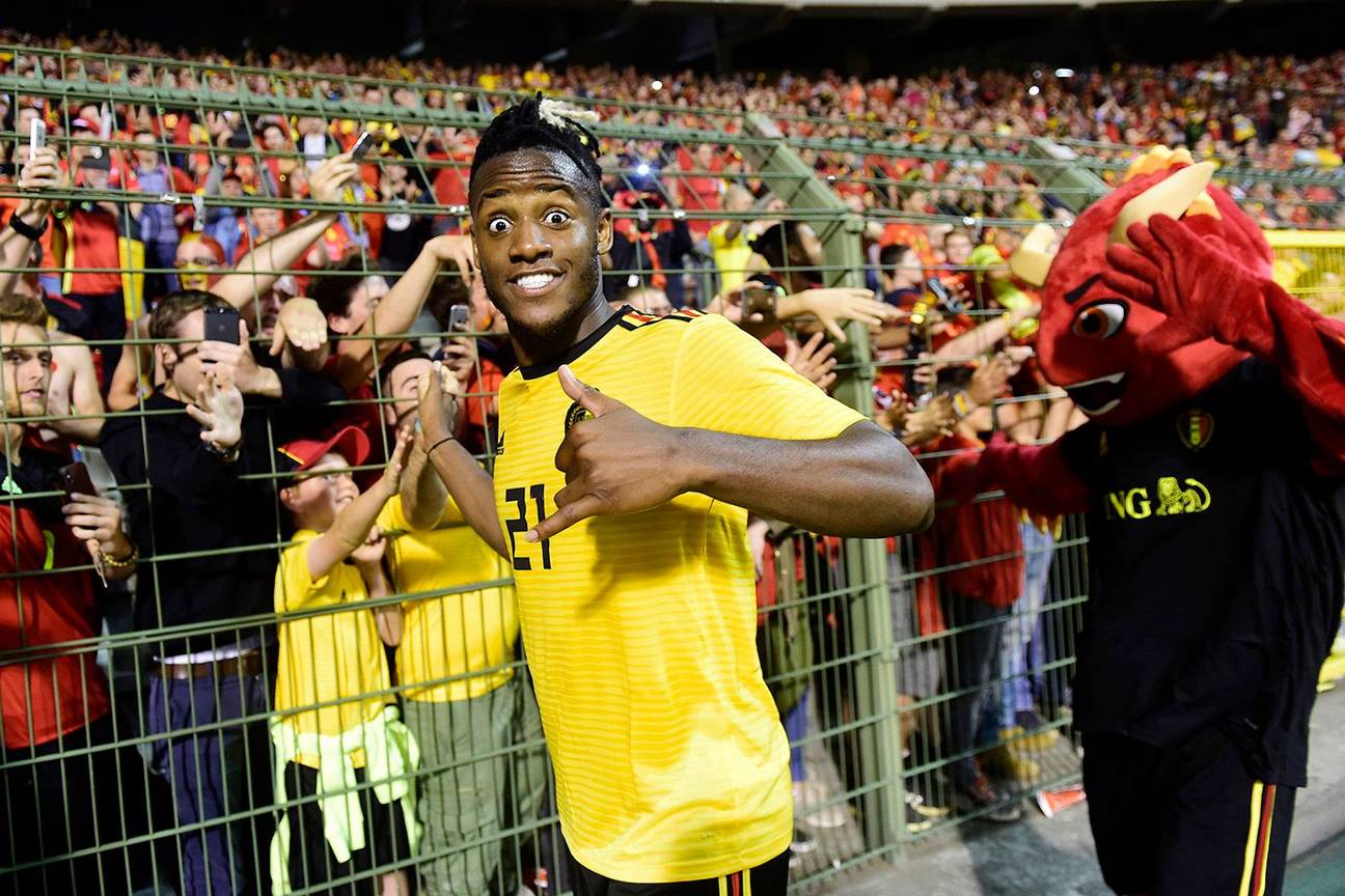 Michy Batshuayi na de vriendschappelijke wedstrijd tegen Costa Rica als voorbereiding op het WK in Rusland