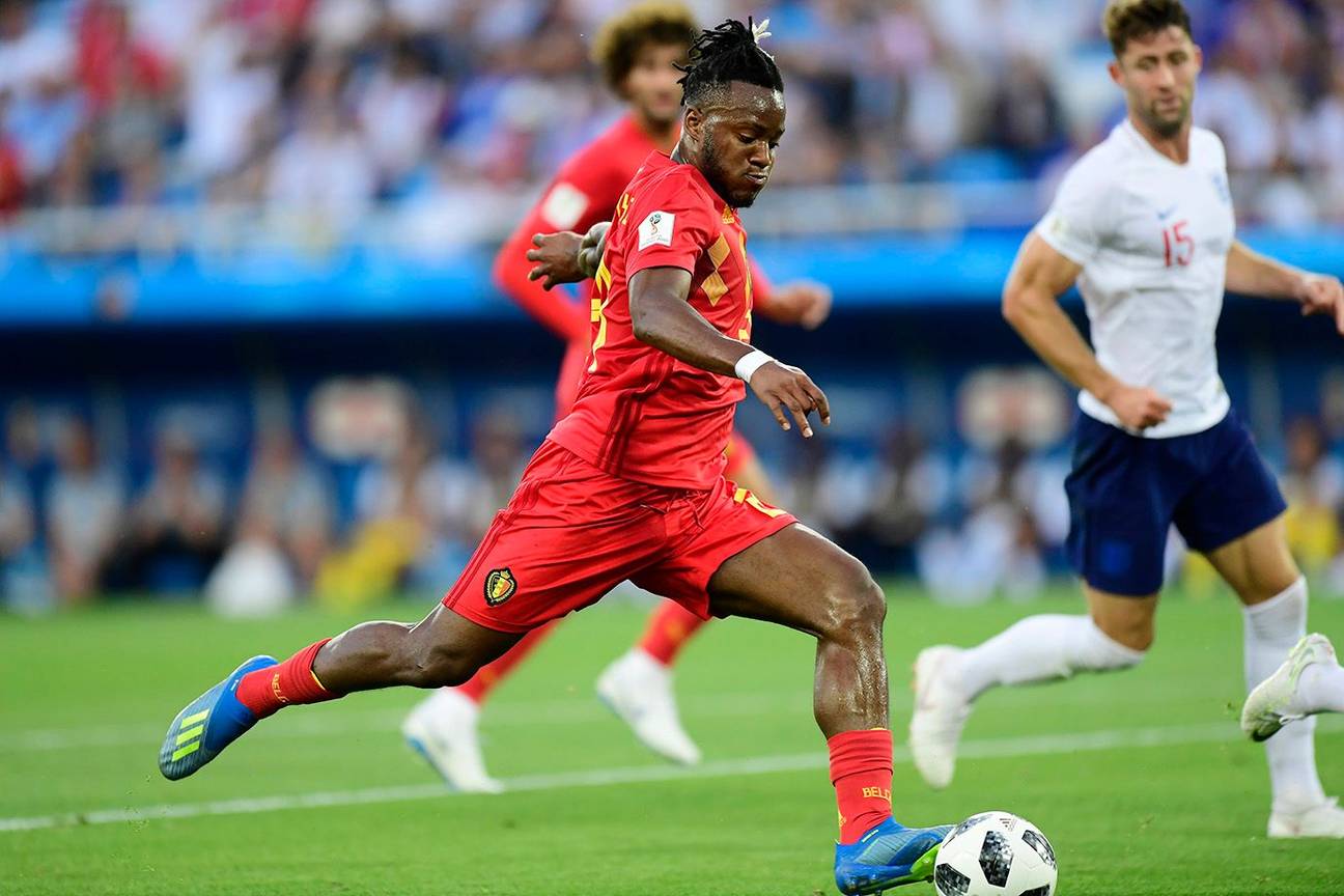 Rode Duivel Michy Batshuayi op het WK 2018 tijdens de in Kaliningrad gewonnen wedstrijd tegen Engeland