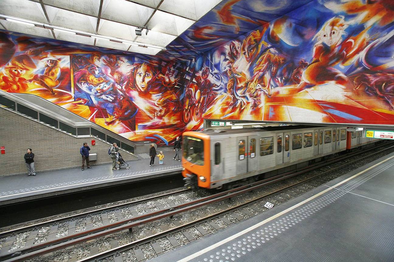 Metrostation Hankar: muurschildering door Roger Somville