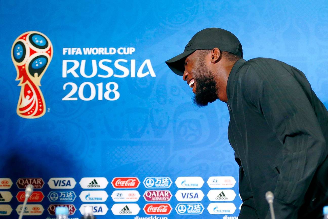 Romelu Lukaku op persconferentie voor de wedstrijd tegen Brazilië op het WK2018 in Rusland
