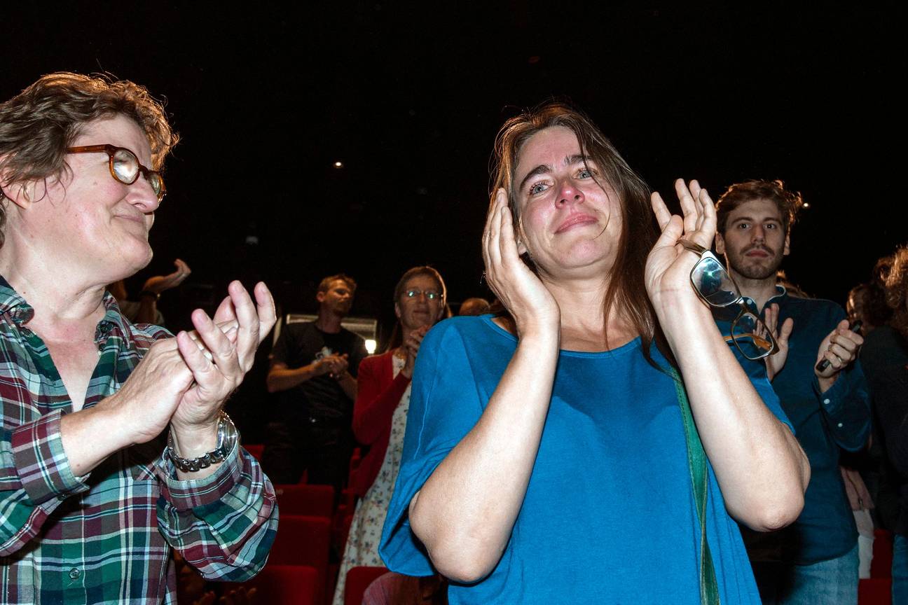 Sarah Turine, lijsttrekker voor Ecolo-Samen in Sint-Jans-Molenbeek op het partijbureau van de partij de dag na de gemeenteraadsverkiezingen van 14 oktober 2018.