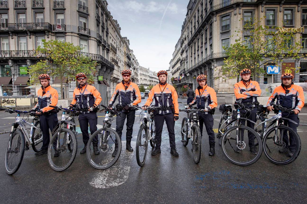 Fietsbrigade van de lokale Brusselse politie