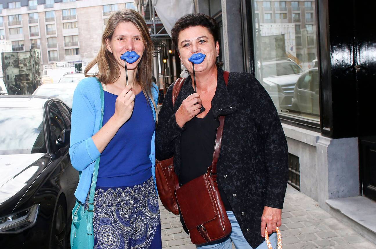 Els Ampe en Carla Dejonghe op de bestuursvergadering van Open VLD in Brussel op 15 oktober 2015