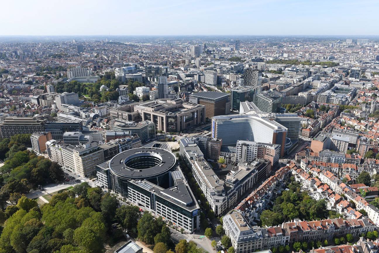 Berlaymontgebouw Europese Gemeenschap hoofdkantoor Europese Commissie Wetstraat luchtbeeld