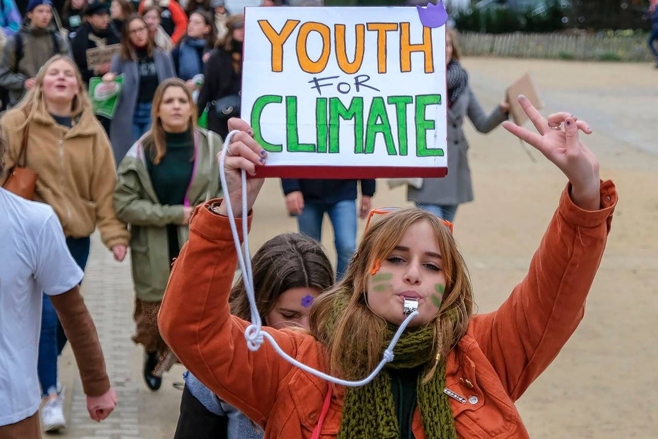 Klimaatspijbelaars op donderdag 10 januari 2019, een initiatief van Youth For Climate