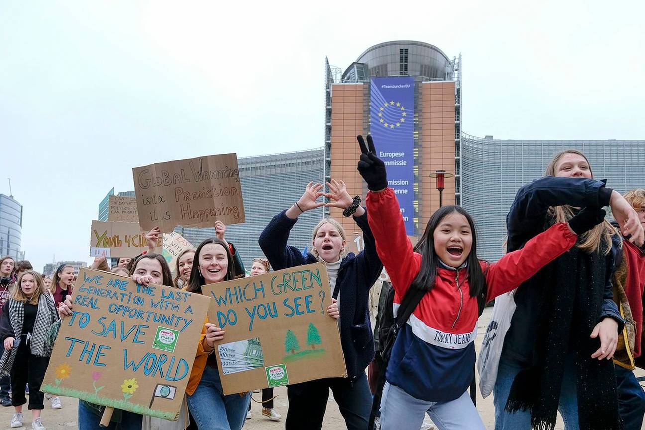 'Spijbelen voor het klimaat', een initiatief van de Vlaamse leerlingen van Youth For Climate, om te protesteren tegen de klimaatverandering