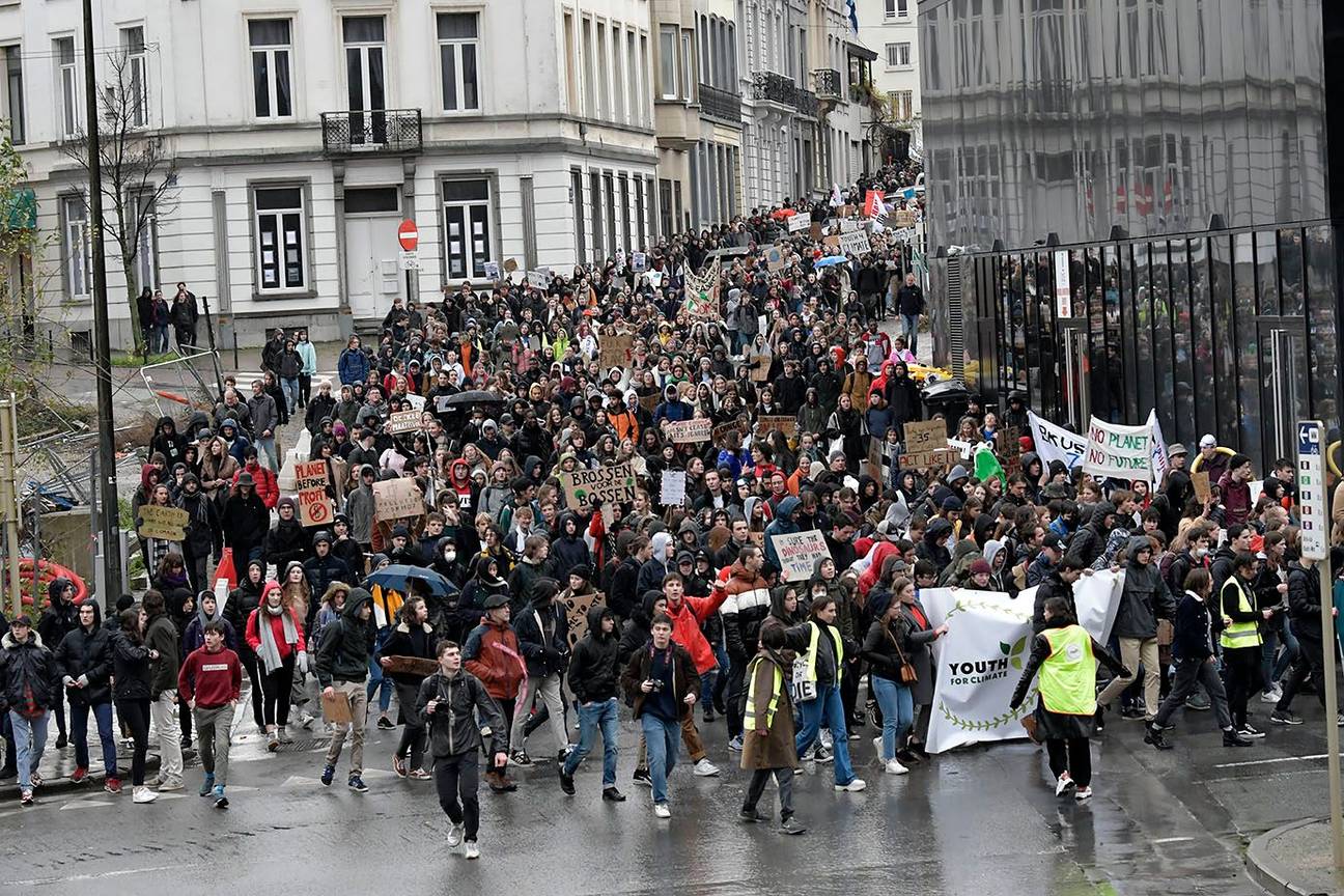 Klimaatspijbelaars op donderdag 17 januari 2019, de tweede manifestatie van Youth for Climate