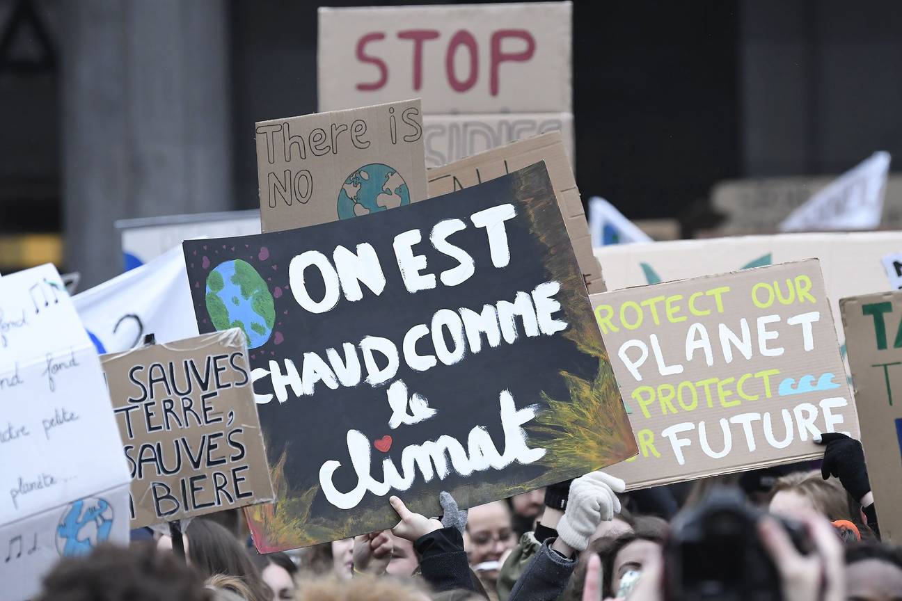 24 januari 2019: leerlingen van Youth For Climate en hogeschoolstudenten protesteren voor de derde donderdag op rij voor het klimaat