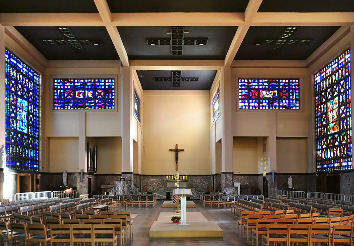 Het interieur van de Sint-Suzannakerk in Schaarbeek