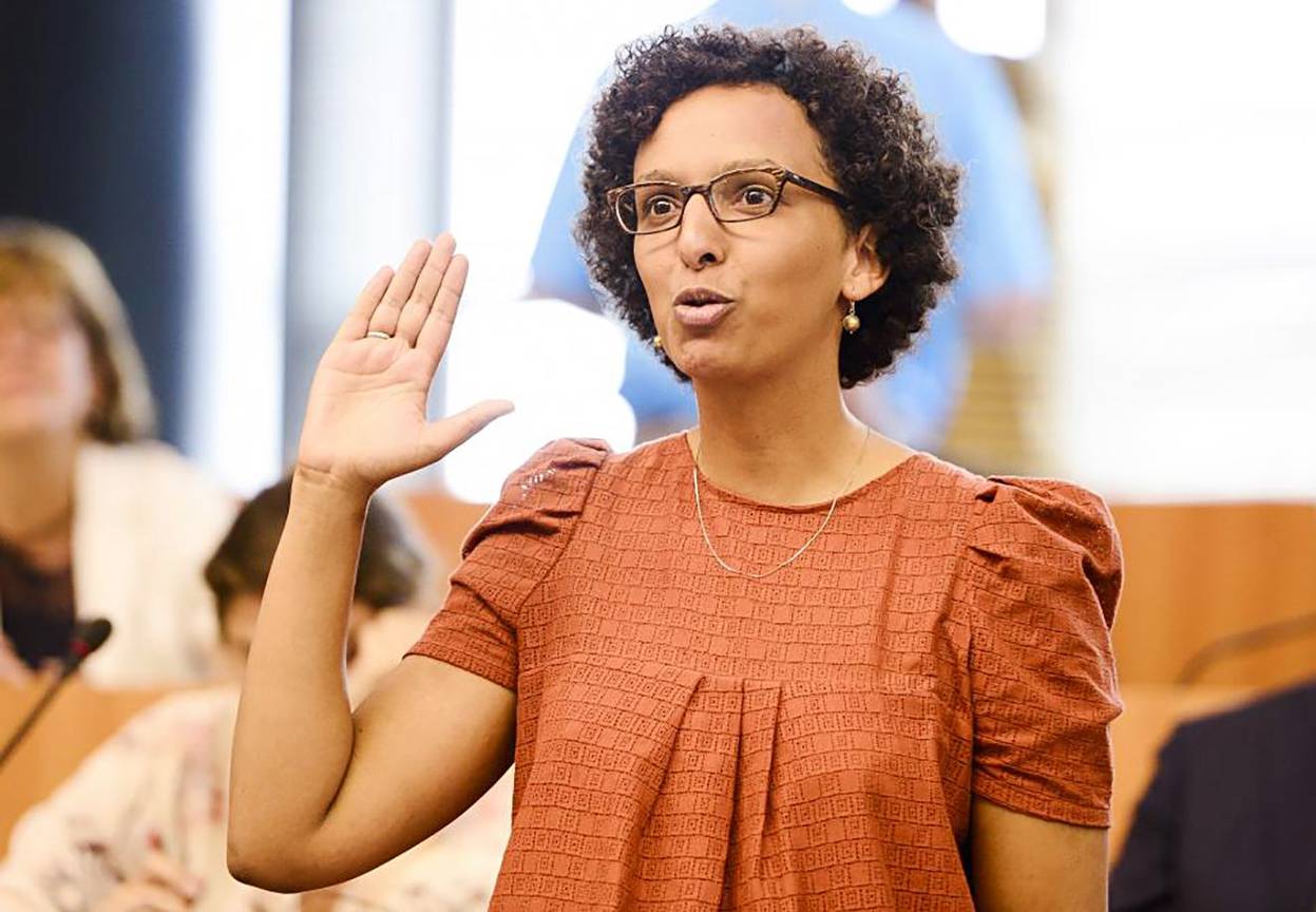 Barbara Trachte (Ecolo) in het Brussels Parlement