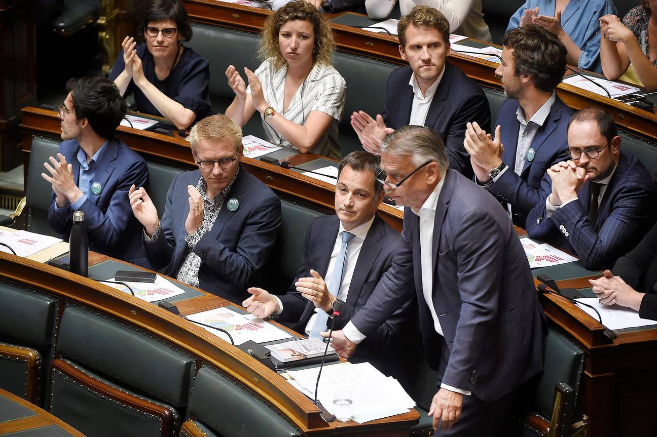 Patrick Dewael (Open VLD) bij de eedaflegging van de Kamerleden op 20 juli 2019