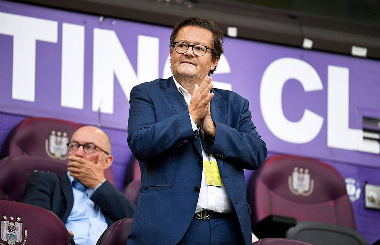 Voorzitter Marc Coucke in de tribune van RSC Anderlecht