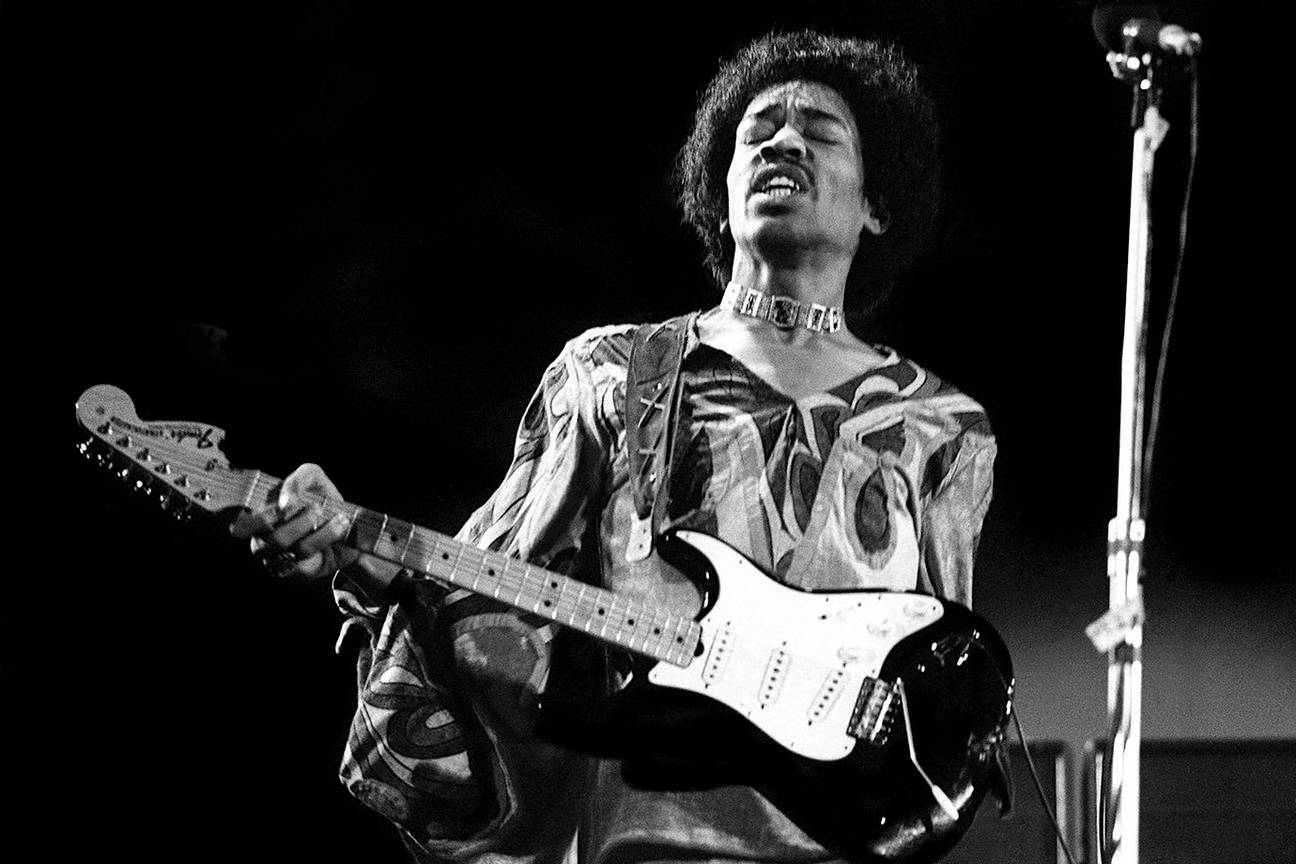 Jimi Hendrix op het Isle of Wight Festival in 1970