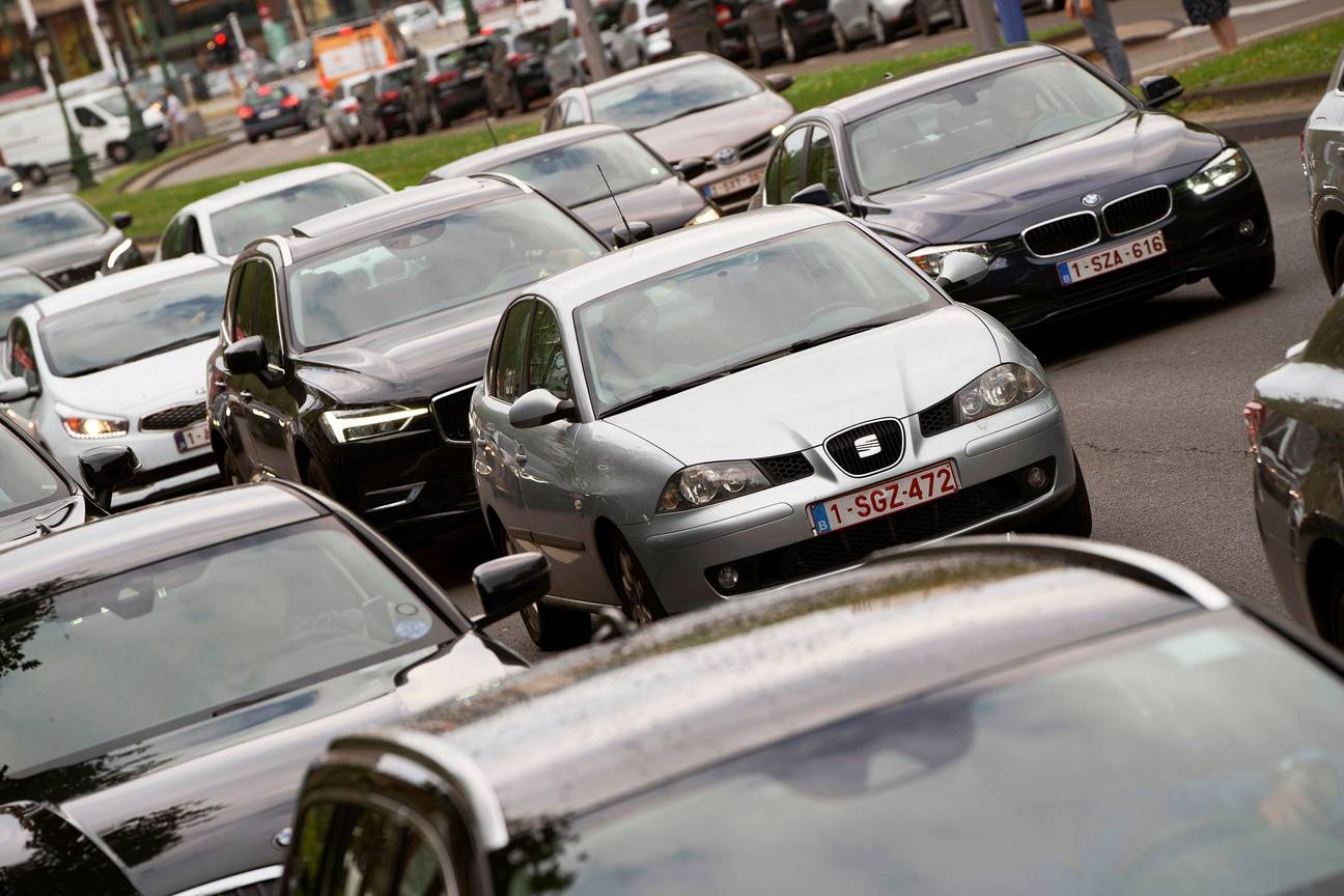 Druk autoverkeer en filevorming in Brussel