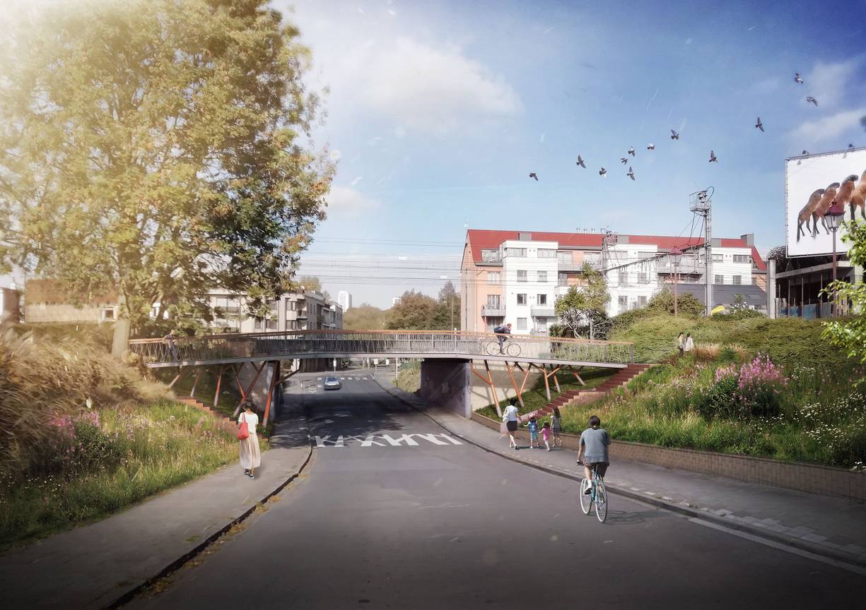 Fietsbrug Jette (simulatiebeeld)