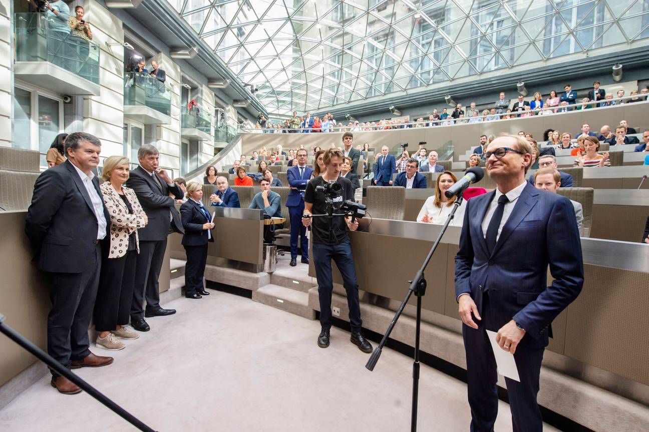 Ben Weyts (N-VA), Vlaams Minister van Onderwijs, Dierenwelzijn en Sport, in het Vlaams Parlement