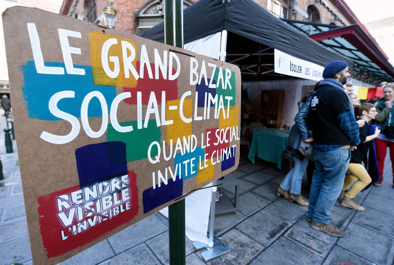 Grand Bazar Sociaal-Klimaat, georganiseerd door het collectief "Rendre Visible the Invisible", aan Sint-Goriks, ter gelegenheid van de Werelddag tegen armoede op 17 oktober 2019