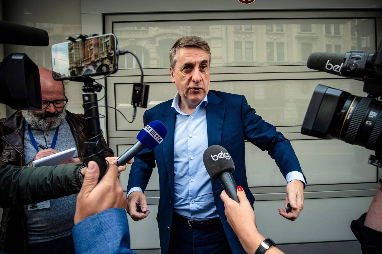 Olivier Maingain (Défi) tijdens de onderhandelingen voor een nieuwe Brusselse regering in juli 2019