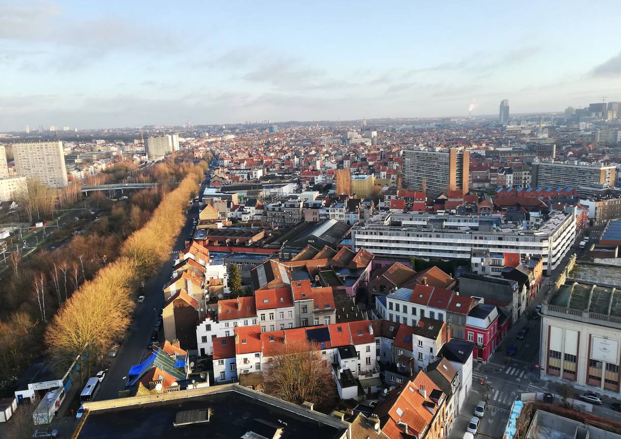 De Alphonse Vandenpeereboomstraat in Sint-Jans-Molenbeek, herkenbaar aan de bomenrij links