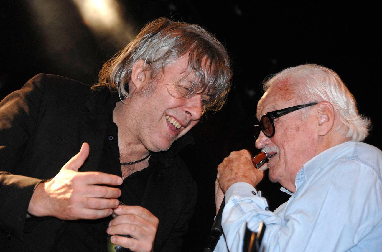 Augustus 2009: Arno met Toots Thielemans op Theater aan Zee (TAZ) in Oostende