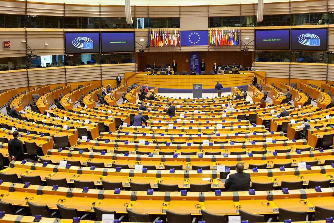 Lockdown coronavirus: het Europees Parlement, bijna leeg