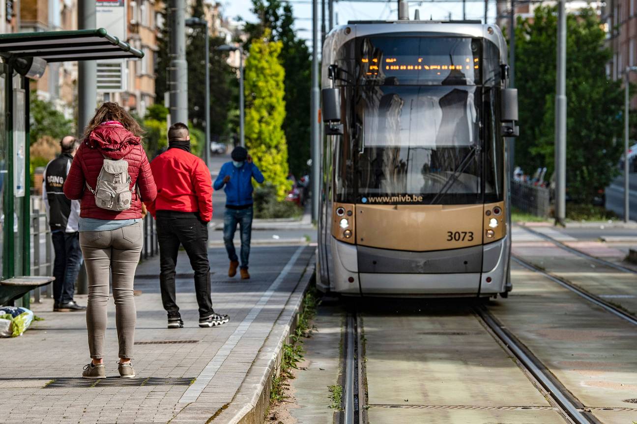 Tramhalte van de MIVB in Brussel