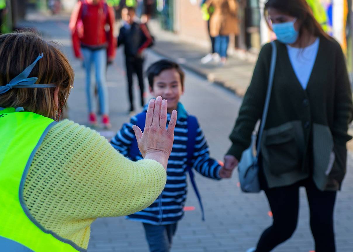 15 mei 2020: Brusselse scholen gaan beperkt terug open. Op de foto basisschool Mozaïek in Schaarbeek