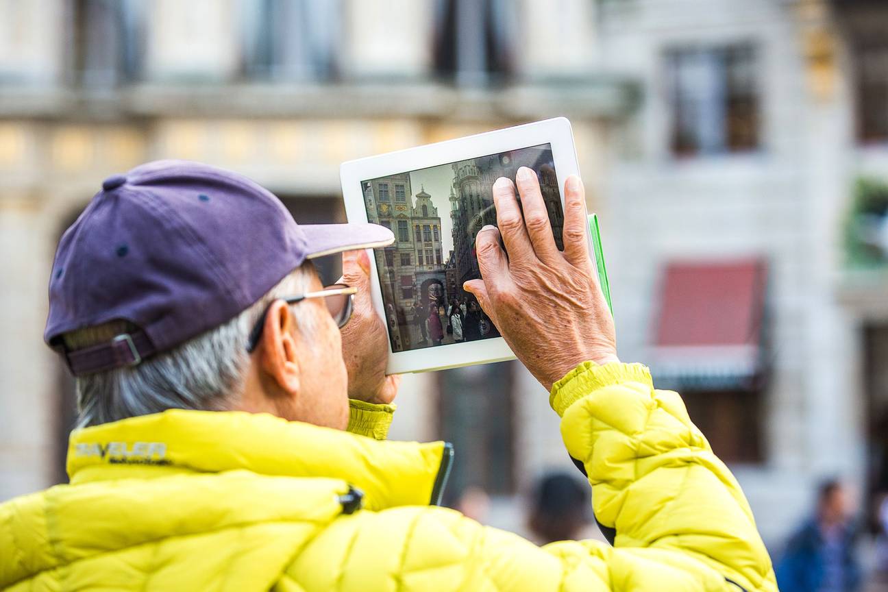 Toeristen op de Grote Markt