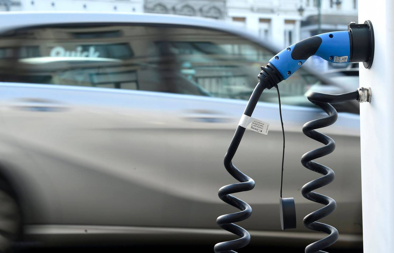 Een oplaadpunt voor elektrische wagens in Brussel