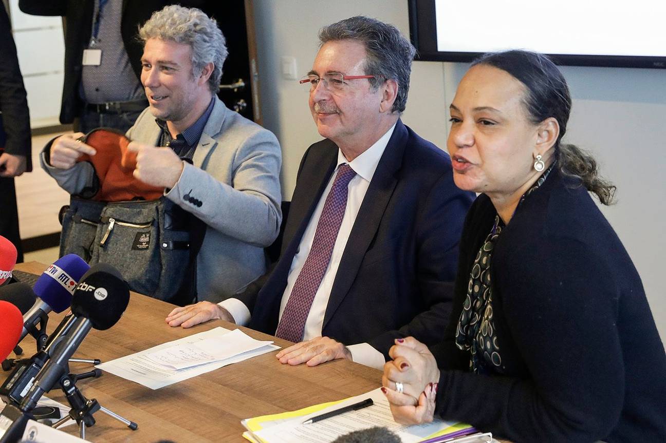 Alain Maron, Rudi Vervoort en Viviane Scholliers Ndaya, de Hoge Ambtenaar van het Brussels Hoofdstedelijk Gewest
