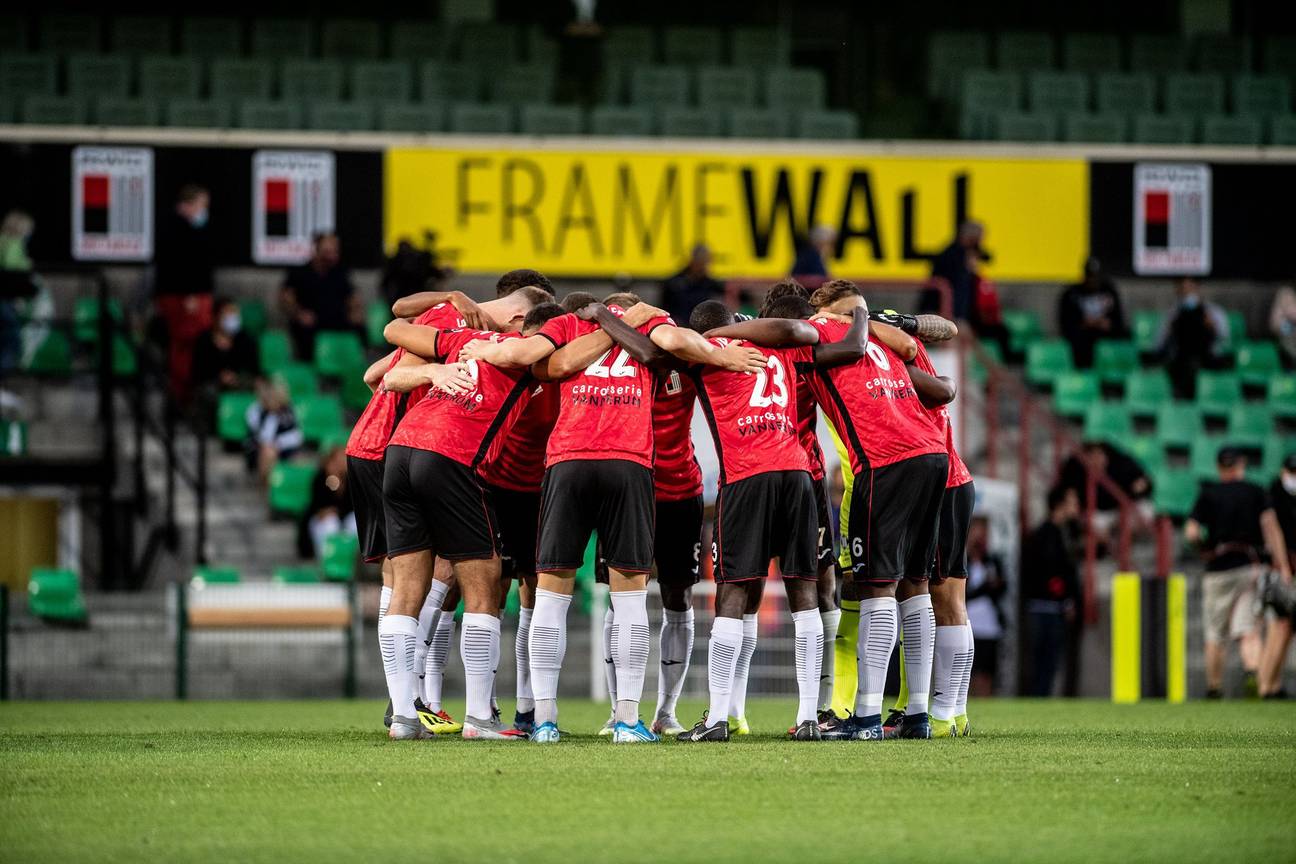 De spelers van RWDM tijdens de wedstrijd tegen Club Brugge NXT op 20 augustus 2020